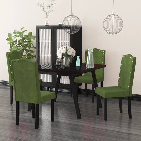 vidaXL J&iacute;deln&iacute; židle 4 ks tmavě zelen&eacute; samet