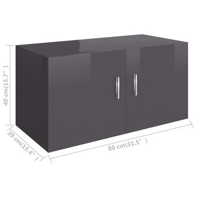 vidaXL Nástěnná skříňka šedá s vysokým leskem 80x39x40 cm dřevotříska