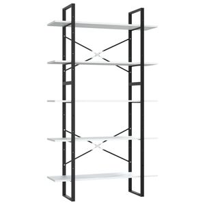 vidaXL Knihovna s 5 policemi b&iacute;l&aacute; 100 x 30 x 175 cm kompozitn&iacute; dřevo