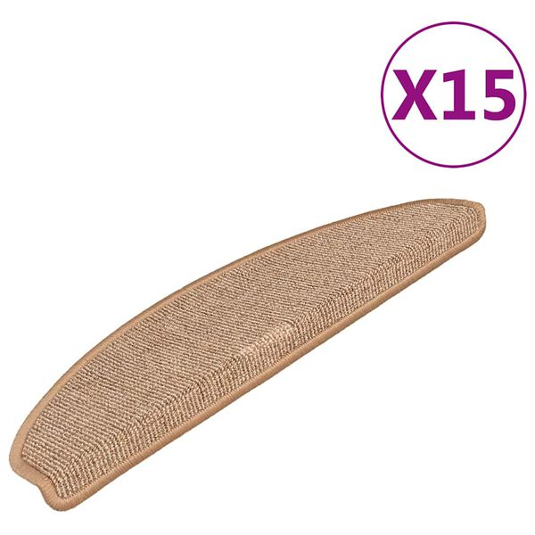 vidaXL Schodov&eacute; rohože 15 ks 65 x 21 x 4 cm světle hněd&eacute;, půlkulat&eacute;, velk&eacute;