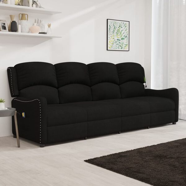 vidaXL 4m&iacute;stn&eacute; mas&aacute;žn&iacute; polohovac&iacute; křeslo čern&eacute; textil