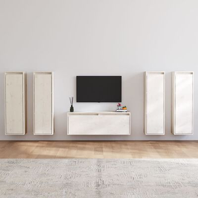 vidaXL TV skříňky 5 ks bílé masivní borové dřevo
