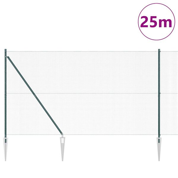 vidaXL Plotov&yacute; sloupek. Zelen&aacute; 25 x 1,5 m (s&iacute;ť 16 x 16 mm) Ocel a PVC