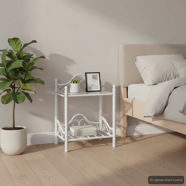 vidaXL Nočn&iacute; stolky 2 ks z oceli a tvrzen&eacute;ho skla 45x30,5x60 cm b&iacute;l&eacute;