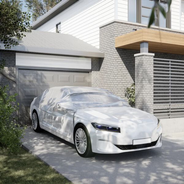 vidaXL Polovičn&iacute; autopotah s h&aacute;čky stř&iacute;brn&yacute; XL