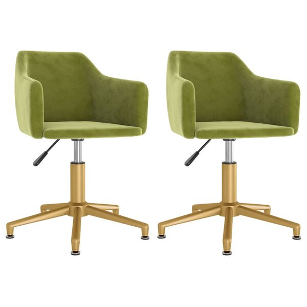 vidaXL Otočn&eacute; j&iacute;deln&iacute; židle 2 ks světle zelen&eacute; samet