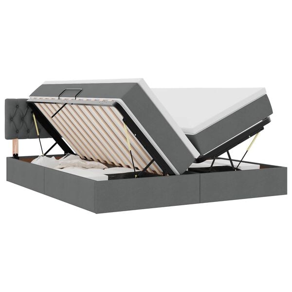 vidaXL Postel s &uacute;ložn&yacute;m prostorem Tmavě &scaron;ed&aacute; 200 x 200 cm Uměl&aacute; kůže