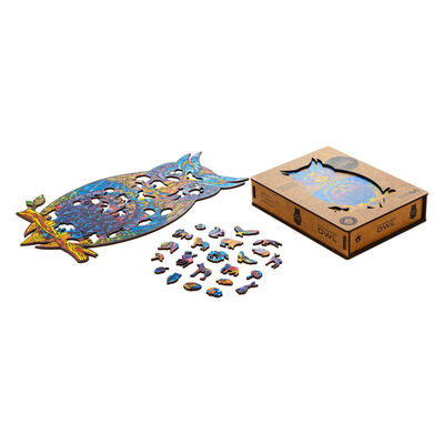 UNIDRAGON 186dílné dřevěné puzzle Charming Owl střední 21 x 35 cm