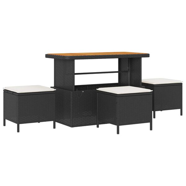 vidaXL Sada zahradn&iacute;ch pohovek s pol&scaron;t&aacute;řem 9 pcs Čern&aacute; a kr&eacute;mov&aacute;