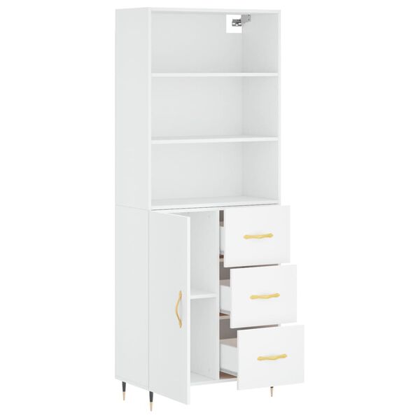 vidaXL Skř&iacute;ň highboard b&iacute;l&aacute; 69,5 x 34 x 180 cm kompozitn&iacute; dřevo