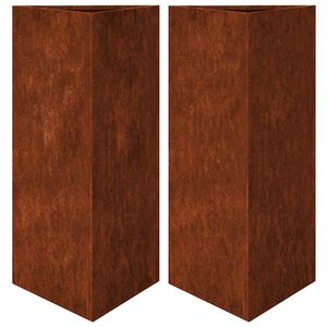 vidaXL Zahradn&iacute; truhl&iacute;ky 2 ks troj&uacute;heln&iacute;kov&eacute; 40x34,5x75 cm zvětral&aacute; ocel