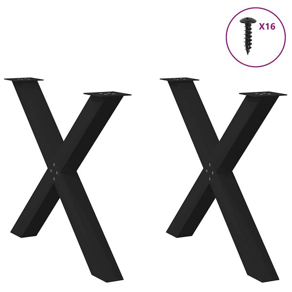 vidaXL Nohy k j&iacute;deln&iacute;mu stolu ve tvaru X, 2 ks, čern&eacute;, 90 x (72-73) cm, ocel