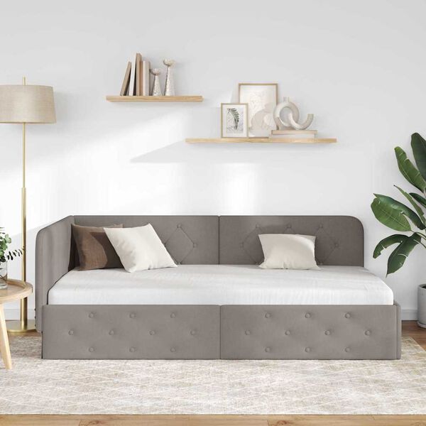 vidaXL Rohov&yacute; r&aacute;m postele s čelo Taupe 90 x 200 cm textil