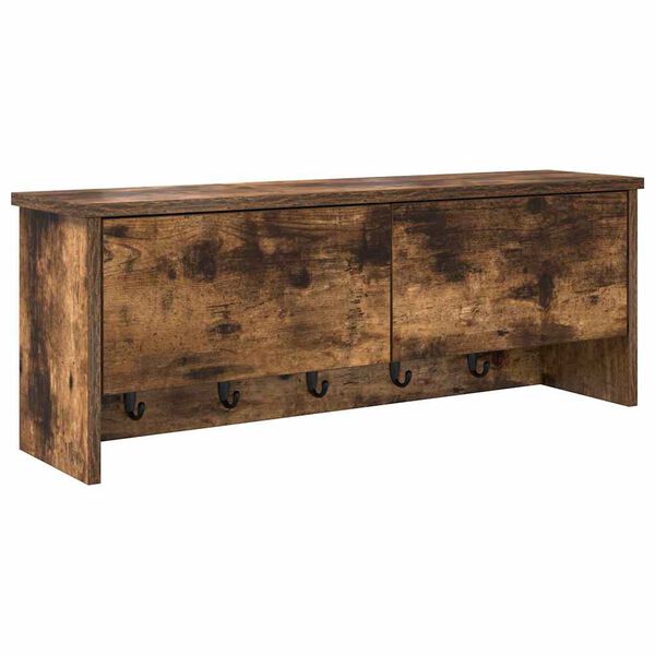 vidaXL N&aacute;stěnn&yacute; vě&scaron;&aacute;k na kab&aacute;ty s polic&iacute; Kouřov&yacute; dub 80 x 20 x 30 cm