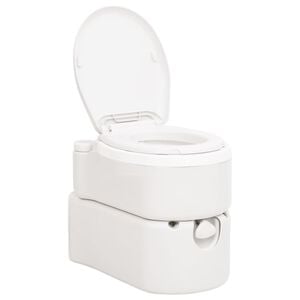 vidaXL Integrovan&aacute; kempingov&aacute; toaleta b&iacute;l&aacute; 24+17 l HDPE a PP