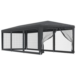 vidaXL Party stan s 8 s&iacute;ťovan&yacute;mi bočnicemi antracitov&yacute; 3 x 9 m HDPE