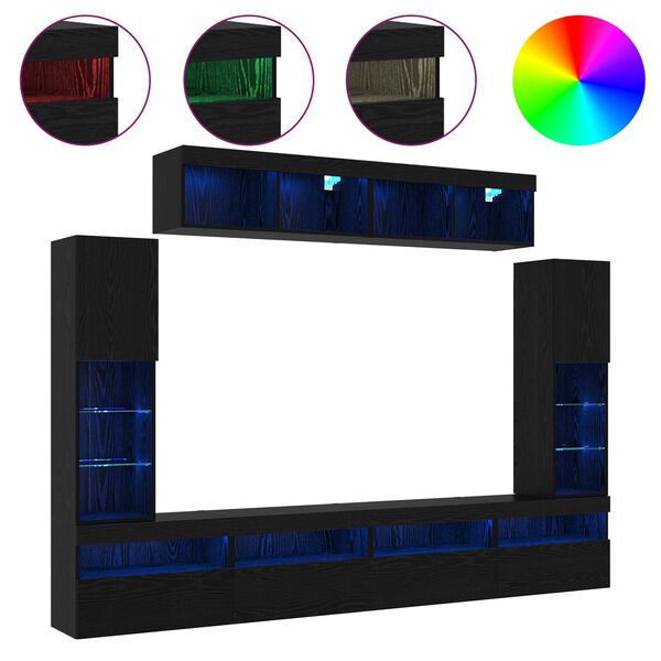 vidaXL Sestava TV skř&iacute;něk N&aacute;stěnn&yacute; 6 pcs Čern&yacute; dub Kompozitn&iacute; dřevo