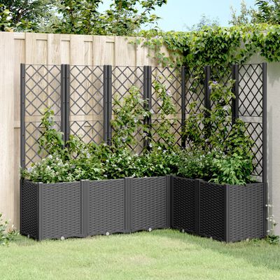 vidaXL Zahradní truhlík s treláží černý 160 x 120 x 140 cm PP