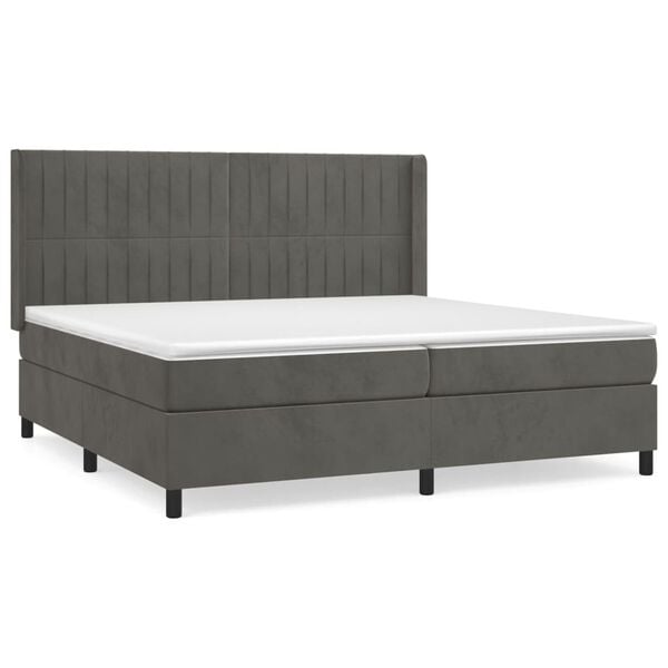 vidaXL Box spring postel s matrac&iacute; tmavě &scaron;ed&aacute; 200x200 cm samet