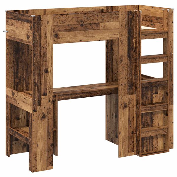 vidaXL R&aacute;m patrov&eacute; postele se stolem Star&eacute; dřevo 75 x 190 cm