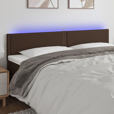 vidaXL Čelo postele s LED hnědé 180x5x78/88 cm umělá kůže