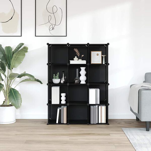 vidaXL &Uacute;ložn&yacute; organiz&eacute;r s 12 kostkami čern&yacute; PP