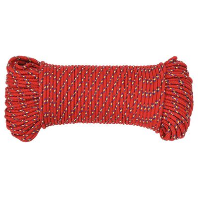 vidaXL Lodní lano červené 4 mm 50 m polypropylen