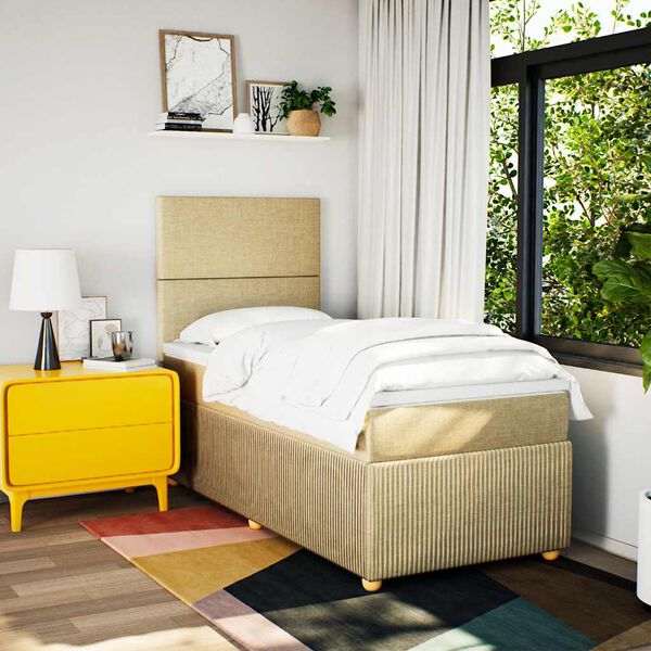 vidaXL Box spring postel s matrac&iacute; kr&eacute;mov&aacute; 100 x 200 cm textil