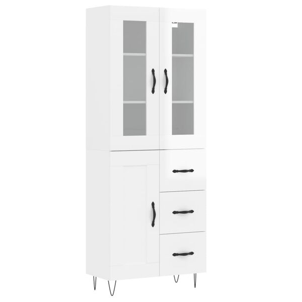vidaXL Skř&iacute;ň highboard leskl&aacute; b&iacute;l&aacute; 69,5 x 34 x 180 cm kompozitn&iacute; dřevo