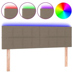 vidaXL Čelo postele s LED taupe 144x5x78/88 cm textil