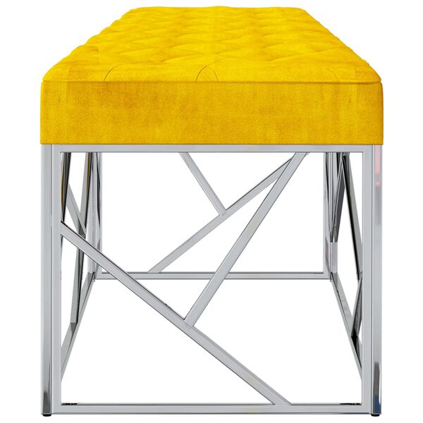 vidaXL Lavice 97 cm hořčicově žlut&aacute; sametov&aacute; tkanina a nerezov&aacute; ocel