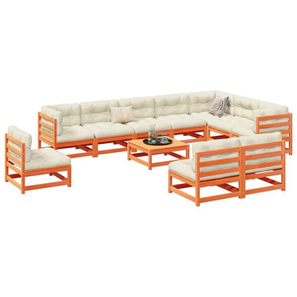 vidaXL 11d&iacute;ln&aacute; zahradn&iacute; sedac&iacute; souprava voskově hněd&aacute; masivn&iacute; borovice