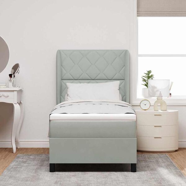 vidaXL Postel s boxspringem s čelo Světle &scaron;ed&aacute; 190 x 90 cm Polyester