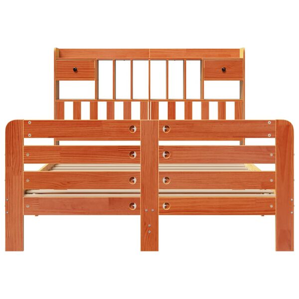 vidaXL Postel s knihovnou bez matrace 140 x 200 cm masivn&iacute; borovice