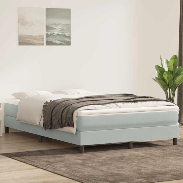 vidaXL Postel Box Spring bez matrace světle &scaron;ed&aacute; 140x210 cm samet