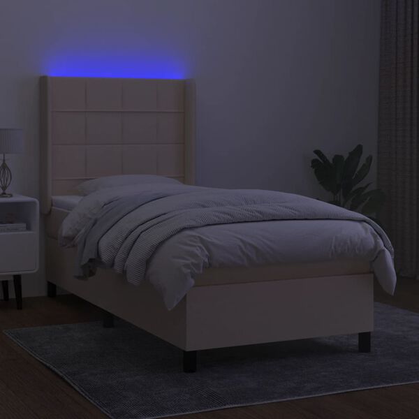 vidaXL Box spring postel s matrac&iacute; a LED kr&eacute;mov&aacute; 100x200 cm textil