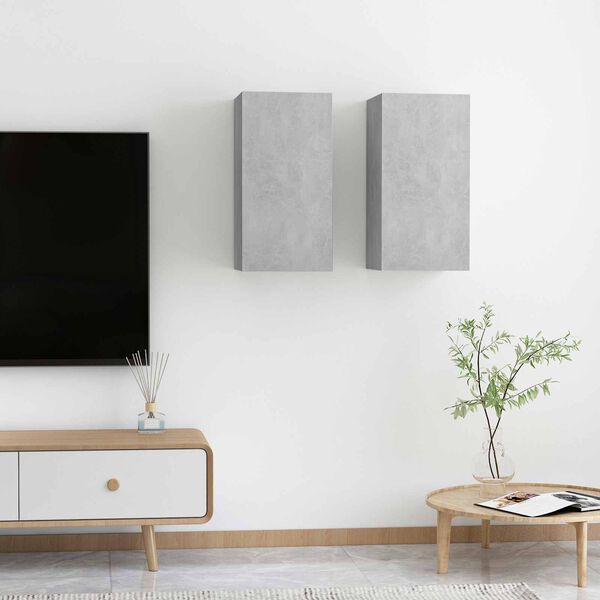 vidaXL | N&aacute;stěnn&yacute; TV kabinet | 2 pcs Betonov&aacute; &scaron;ed&aacute; 30.5 x 30 x 60 cm