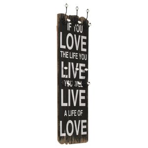 vidaXL N&aacute;stěnn&yacute; vě&scaron;&aacute;k na kab&aacute;ty LOVE LIFE s 6 h&aacute;čky 120 x 40 cm