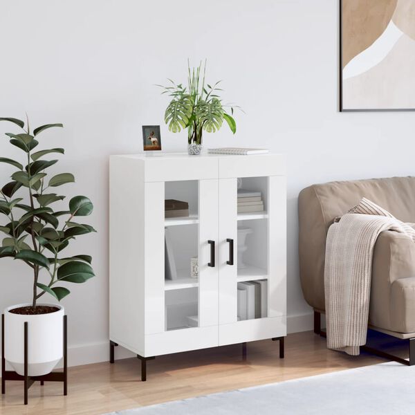 vidaXL Př&iacute;born&iacute;k b&iacute;l&yacute; s vysok&yacute;m leskem 69,5x34x90 cm kompozitn&iacute; dřevo