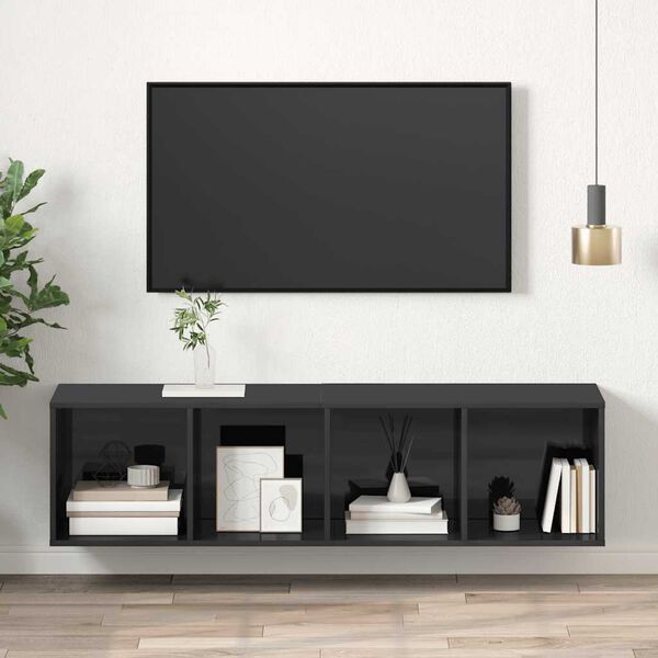 vidaXL N&aacute;stěnn&aacute; TV skř&iacute;ňka &scaron;ed&aacute; vysok&yacute; lesk 37x37x142,5 cm dřevotř&iacute;ska