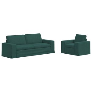 vidaXL Set pohovek 2 ks Tmavě zelen&aacute; textil