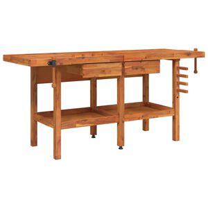 vidaXL Pracovn&iacute; stůl se z&aacute;suvkami a svěr&aacute;ky 192x62x83cm masivn&iacute; ak&aacute;cie