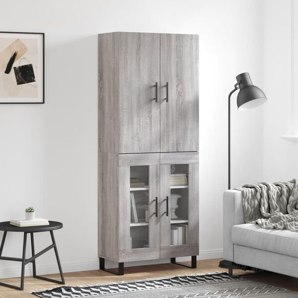 vidaXL Skř&iacute;ň highboard &scaron;ed&aacute; sonoma 69,5 x 34 x 180 cm kompozitn&iacute; dřevo