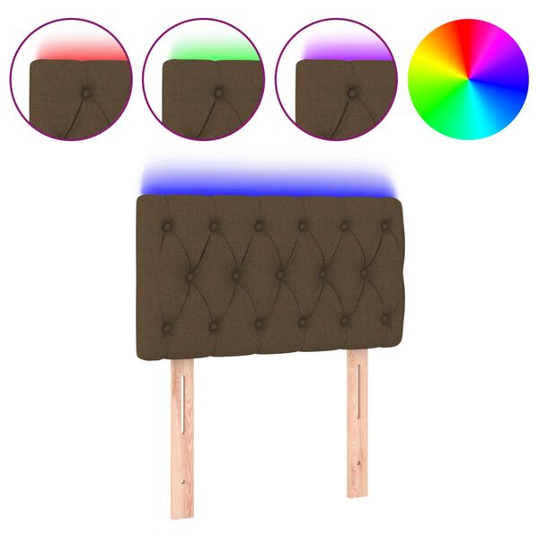 vidaXL Čelo postele s LED tmavě hněd&eacute; 80 x 7 x 78/88 cm textil