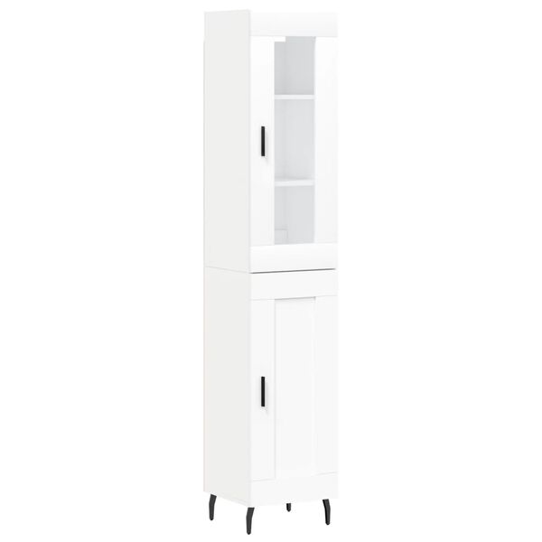 vidaXL Skř&iacute;ň highboard b&iacute;l&aacute; 34,5 x 34 x 180 cm kompozitn&iacute; dřevo