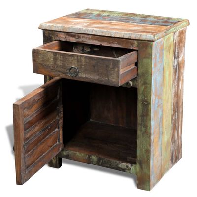 vidaXL Koncový stolek s 1 zásuvkou a dvířky recyklované dřevo
