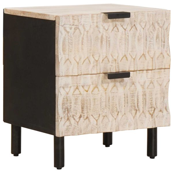 vidaXL Nočn&iacute; skř&iacute;ňka 2 pcs B&iacute;l&aacute; 40 x 33 x 46 cm Masivn&iacute; mangov&eacute; dřevo