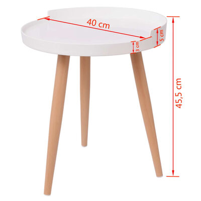 vidaXL Konferenční stolek s podnosem kulatý 40x45,5 cm bílý