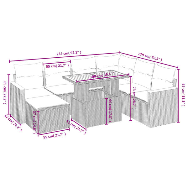 vidaXL 8d&iacute;ln&aacute; zahradn&iacute; sedac&iacute; souprava s podu&scaron;kami b&eacute;žov&aacute; polyratan