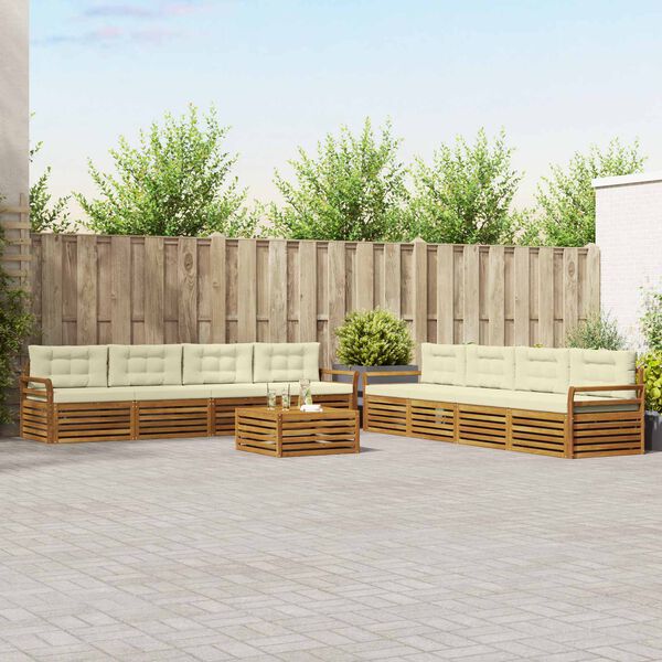 vidaXL Venkovn&iacute; pohovkov&aacute; souprava 9 pcs Přirozen&aacute; a Kr&eacute;mov&aacute;